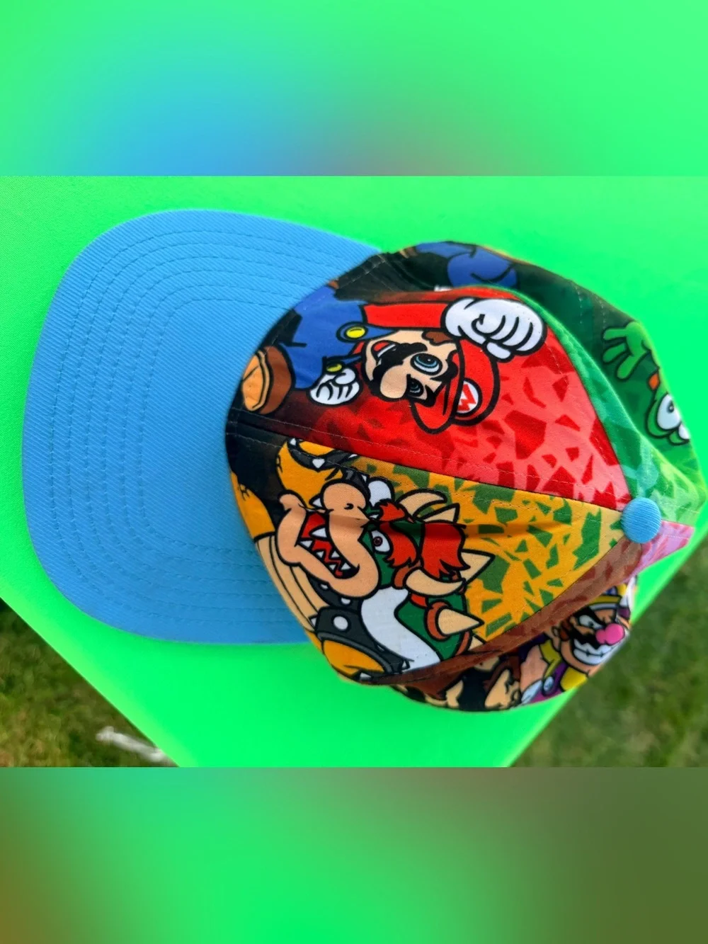 Kids One-Piece Super Mario & Bowser Character Cap in Blue, Red, Yellow